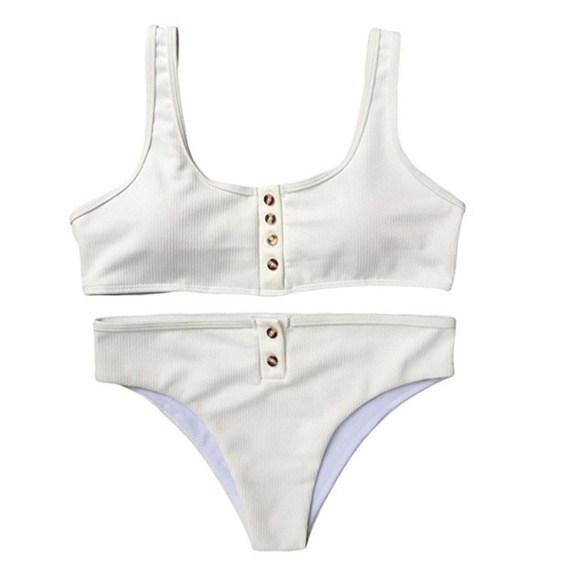 EMMA Solid White Cotton Bikini - Picture 2 of 7